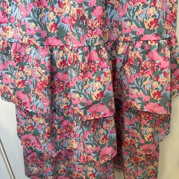 English Factory Pink Floral Smocked Tiered Ruffle Maxi Dress Size S EUC - Picture 9 of 12